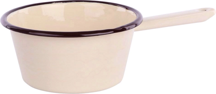 Emajliran lonec Silesia 0,6 l kremne barve z izlivom 14 cm