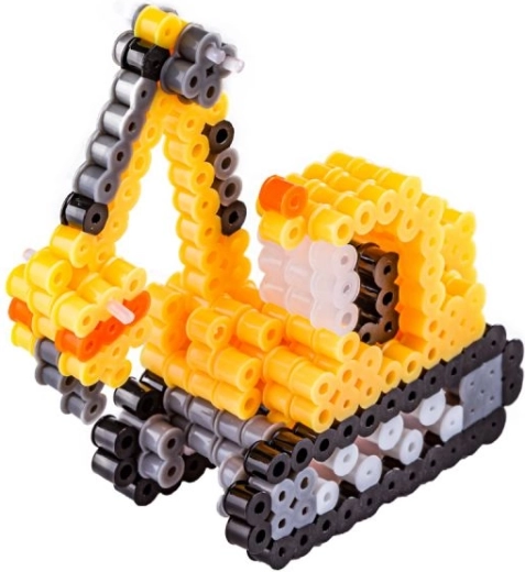 3D model of an excavator made from iron-on beads
