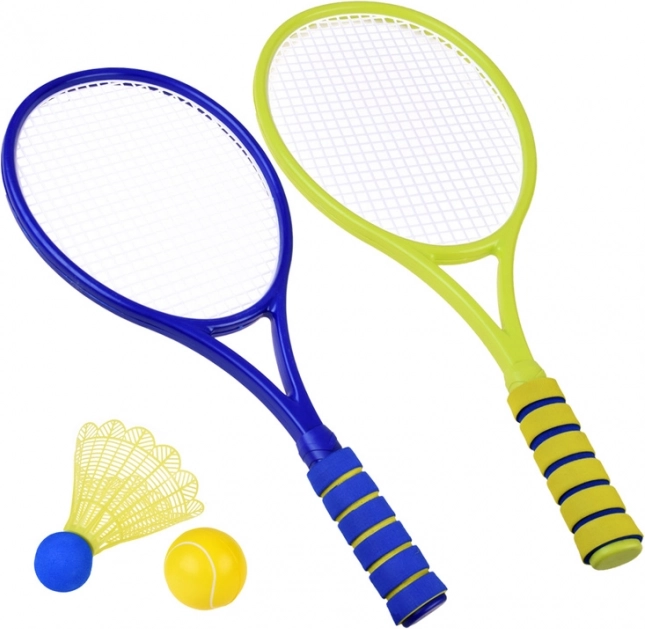 Komplet za badminton in tenis s penasto žogico in badmintonsko žogico