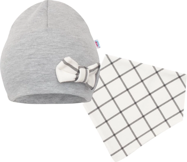 Otroška kapica in rutka za vrat New Baby Missy, siva