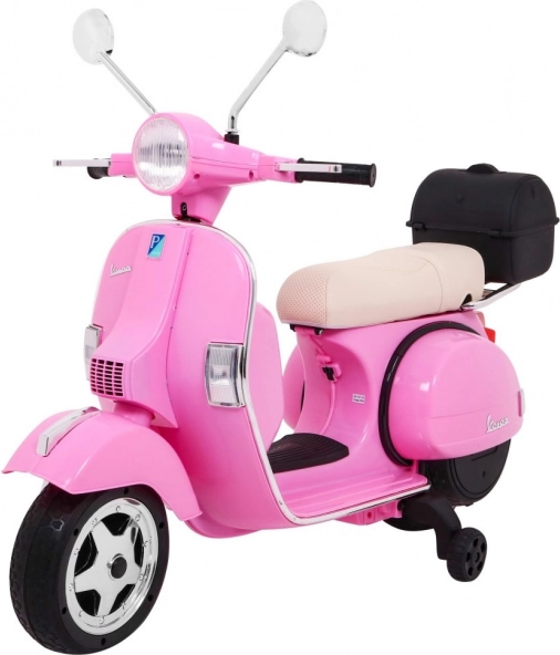 Električni otroški skuter Vespa rožnat s pomožnimi kolesci