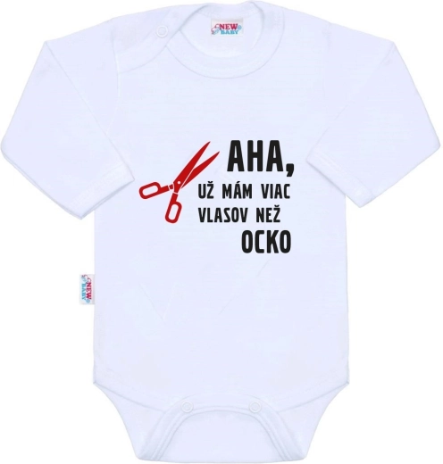 Otroško bodi z dolgimi rokavi NEW BABY – več las kot očka, velikost 86 (12–18 mesecev)