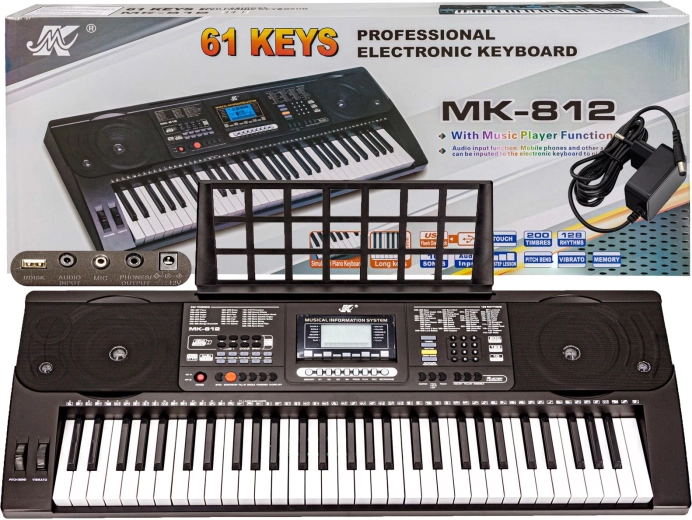 Klaviatura z dinamiko udarca MK-812 (61 tipk) s stojalom za note in napajalnim adapterjem