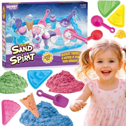 Woopie Sand Fairy kinetični pesek – komplet sladoledarna in sladice, 24 delov