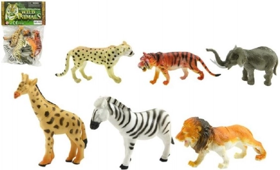 safari živalice ZOO 6 kosov plastične figurice 10 cm v vrečki