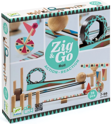 Djeco lesena kroglična steza Zig & Go, 28 delov