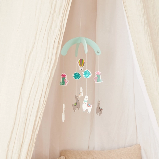 Pomirjujoč dizajn z lamo, balonom in kaktusi