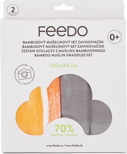 Feedo bambusove muslinske povijalne rjuhe 2 kosa 120 × 120 cm s potiskom mavrice za mejnike