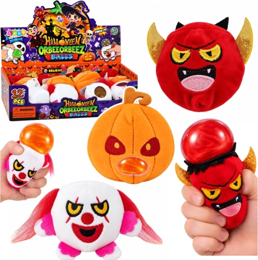 Halloweenska plišasta antistresna igračka za stiskanje z bleščicami – 1 kos