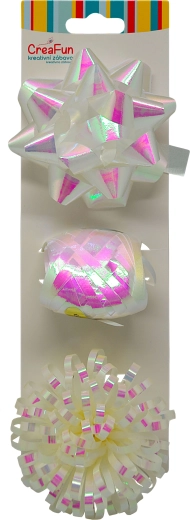 Darilni set bel mavrično sijoč – trak 10 m in 2 pentlji