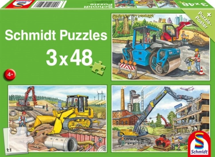 Puzzle SCHMIDT na gradbišču 3×48 koščkov