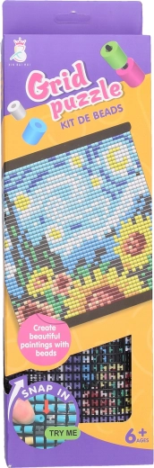 Bead mosaic sky and sunflowers 31 × 32.5 cm