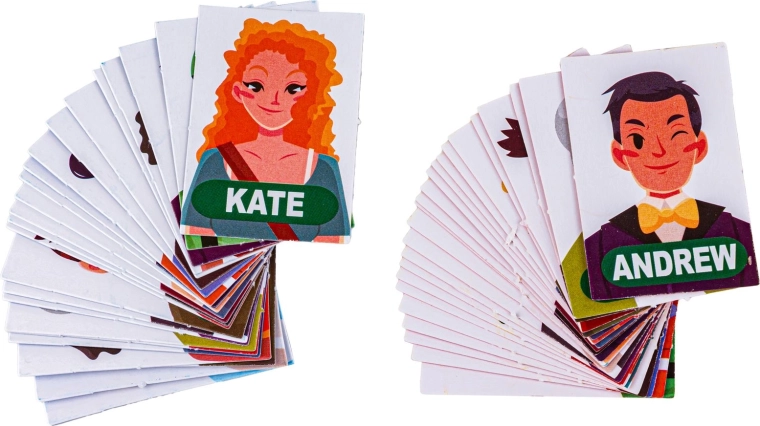 Character cards for easy selection and guessing