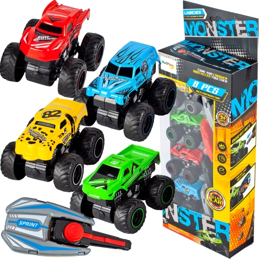 Dirkalni komplet 4 kovinskih avtomobilčkov z izstreljevalniki