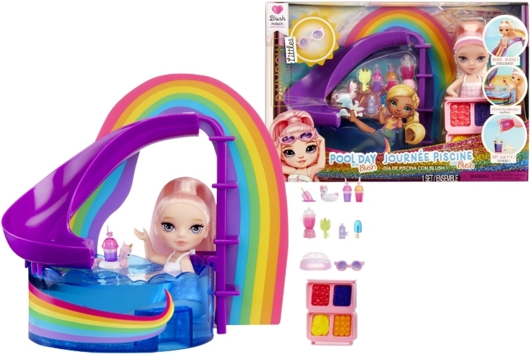 Rainbow High Little Pool Day punčka Blush Parker z dodatki