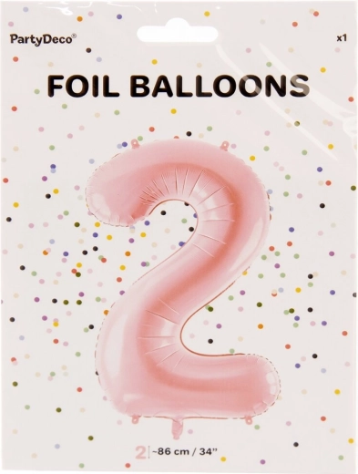 Folijski balon številka 2 roza 86 cm
