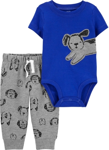 CARTER'S 2-delni komplet: bodi s kratkimi rokavi in trenirka blue dog za fantke – NB