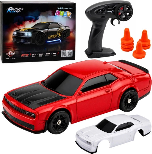 RC drift športni avto 4WD 1:43 z žiroskopom ESP, rdeč
