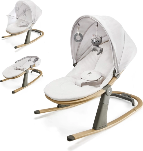 Kinderkraft bouncer and rocker Elsu Grey up to 9 kg with canopy and toys