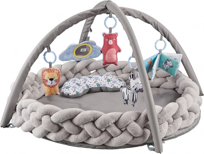 Interactive gym with hanging toys