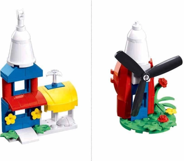 Sestavljanje 6 v 1: od hišice do vetrnega mlina