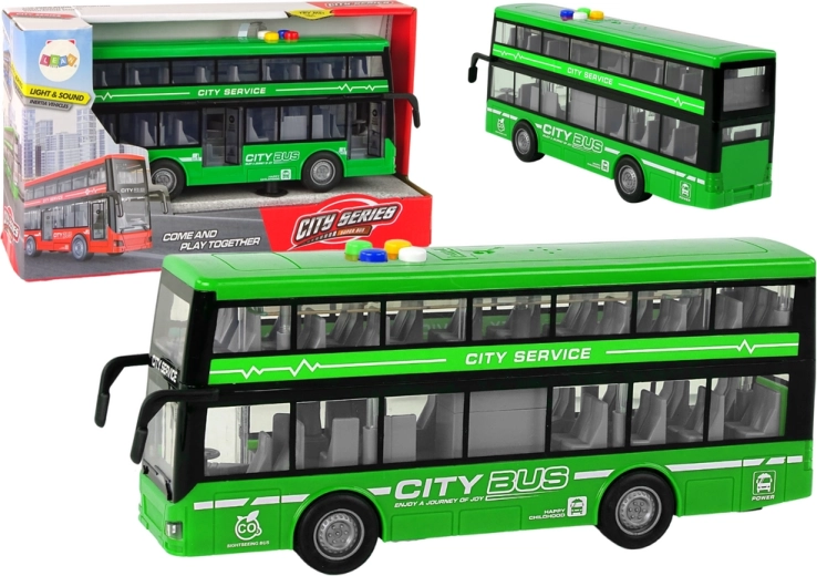 Dvonadstropni avtobus s svetlobnimi učinki in zvoki 1:16 – Zelena