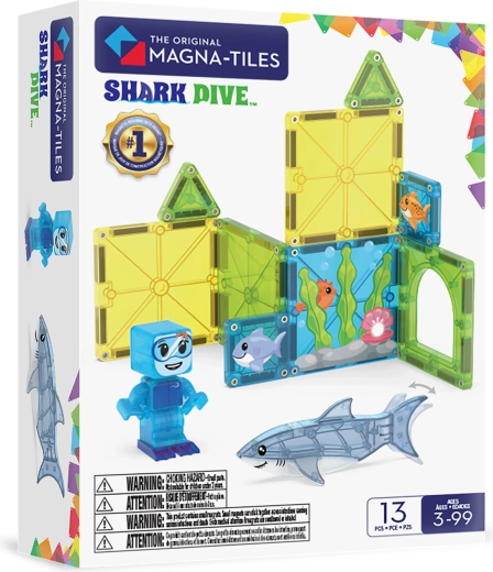 MAGNA-TILES Magnetni konstruktor Potapljanje z morskimi psi, 13 delov