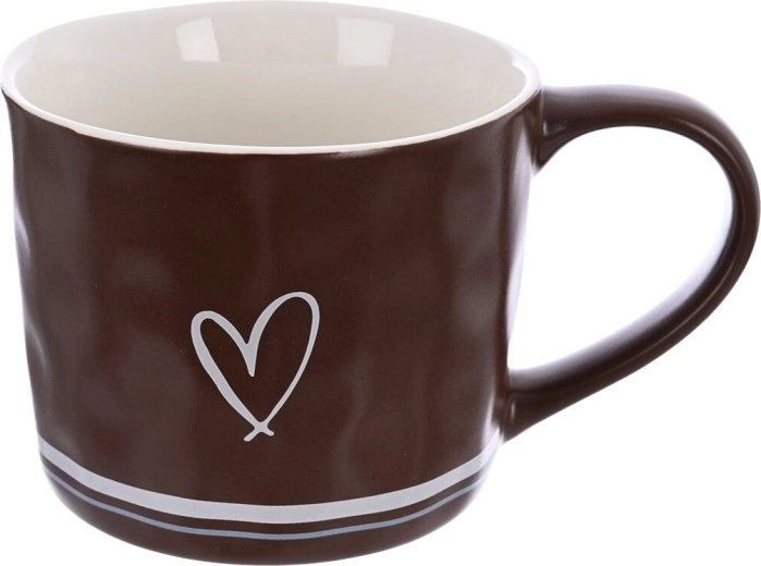 Porcelanast lonček Srce 0,4 l rjav