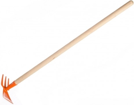 Teddies otroška vrtna motika obojestranska oranžna z ročajem 80 cm