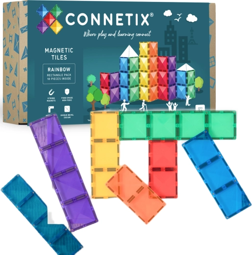 Magnetne gradbene ploščice CONNETIX Rainbow Rectangle Pack – 18 kosov