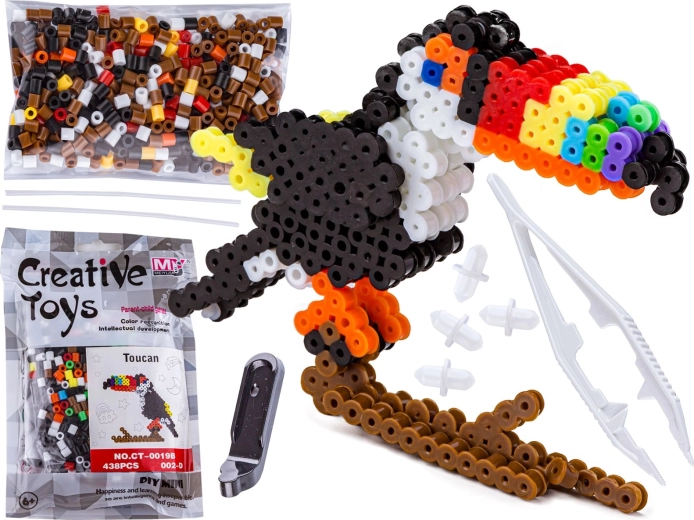 Iron-on beads 3D Toucan – creative kit in a bag