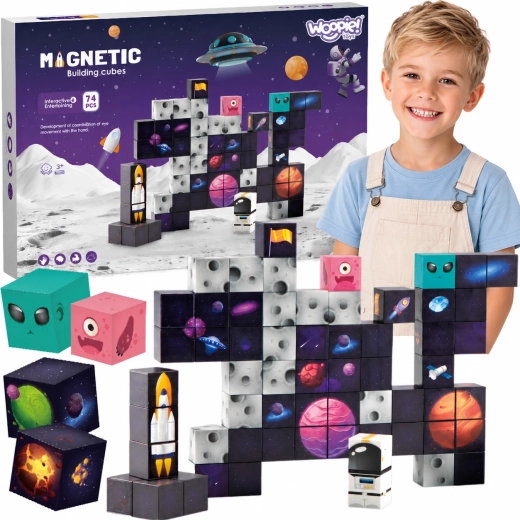 Magnetne konstrukcijske kocke vesolje WOOPIE (74 delov)