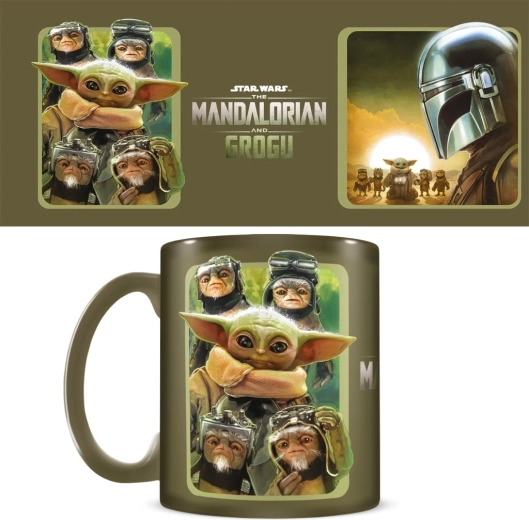 Darilni set Star Wars Mandalorian in Grogu – skodelica, podstavek in obesek za ključe