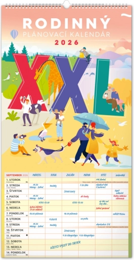 Stenski koledar Družinski načrtovalec XXL 2026