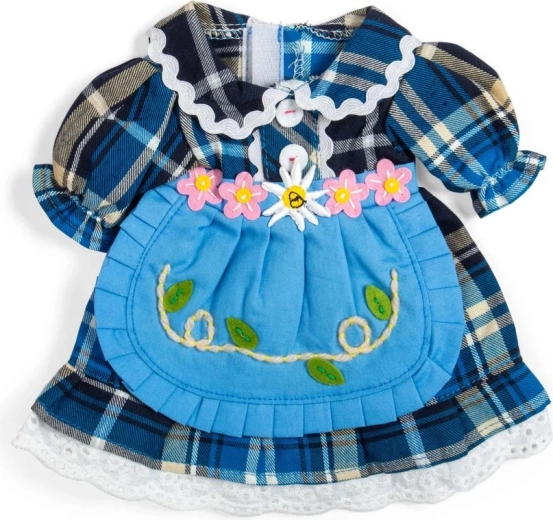 Bigjigs Toys modra karo oblekica za punčko 34 cm