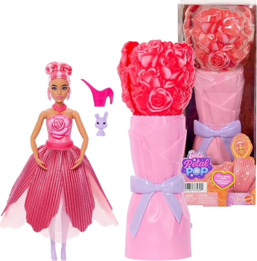 Lutka Barbie Petal Pop cvetlično presenečenje z rdečimi vrtnicami in dodatki
