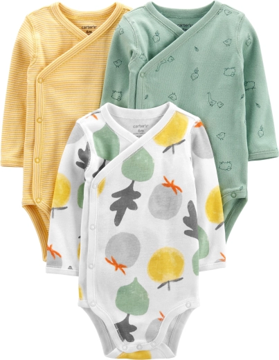Carter’s bodi z dolgimi rokavi Veggies, nevtralno, 3 kosi, vel. 46