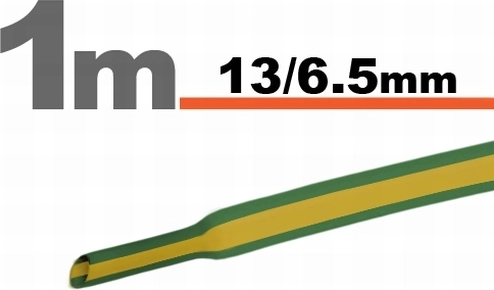 Skrčljiva cevka rumeno-zelena 13 / 6,5 mm