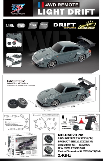 R/C drift avto 1:20 z lučmi, zelen