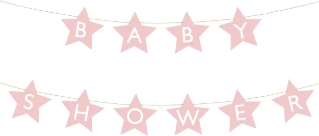 Transparent za baby shower z zvezdicami – Svetlo rožnata