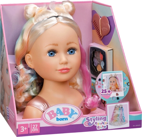 Baby Born Rainbow Styling Head Blonde with Styling Set