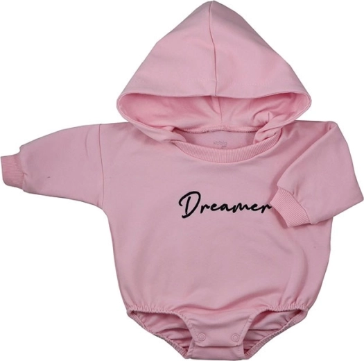 Dojenjski baggy body s kapuco Koala Dreamer – rožnat