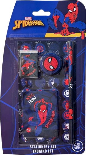 Petdelni šolski pisalni komplet Spider-Man temno modre barve