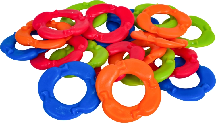 20 colorful rings for up to four players
