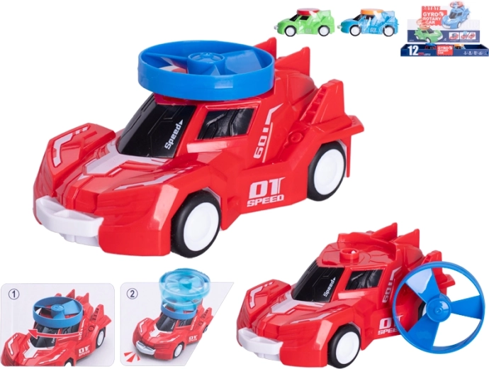 Športni avtomobilček na vztrajnik s spinnerjem, 14 cm