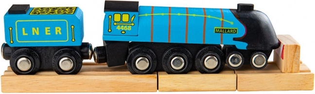 Lesena replika lokomotive Mallard s tiri
