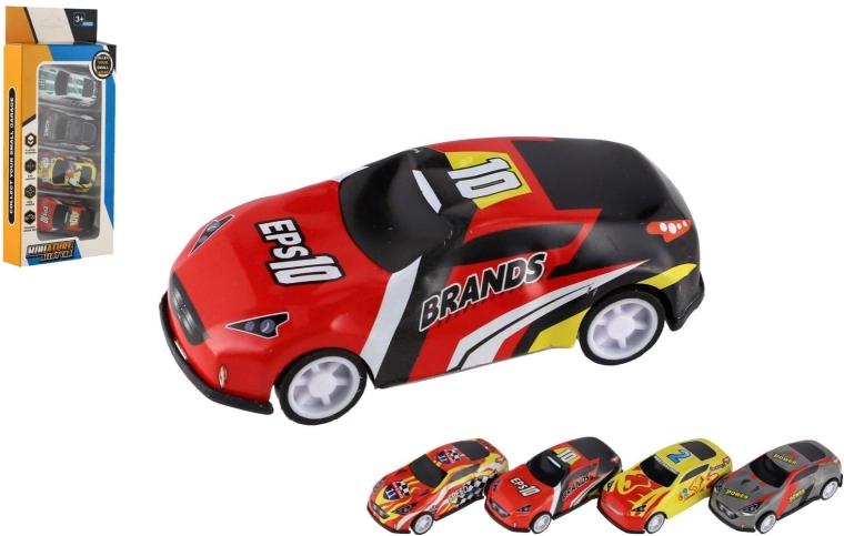 Set mini dirkalnih avtomobilčkov z prostim tekom, 4 kosi