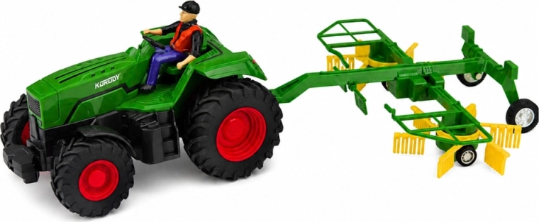 Realističen komplet traktor + zgrabljalnik sena