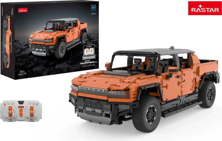 Gradbeni komplet RC avto Hummer EV 1:10 oranžen RASTAR