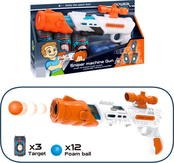 Pištola za penaste kroglice 34 cm s tarčami in 12 naboji